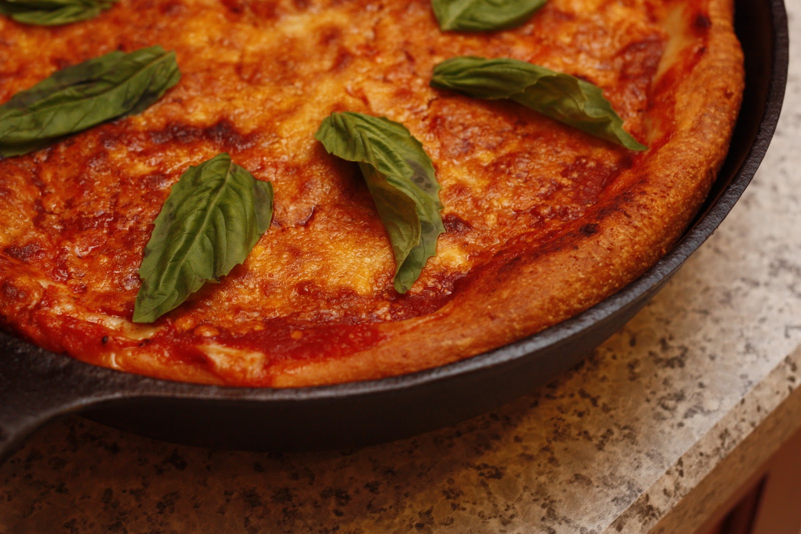 Above an Italian Restaurant Cast Iron Skillet Deep Dish Pizza