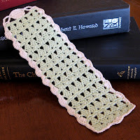 Austen bookmark in pale green & ivory