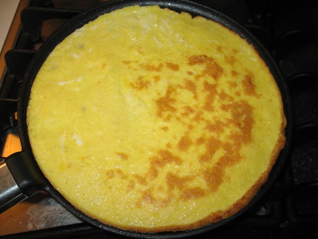 omelette cooked on one side