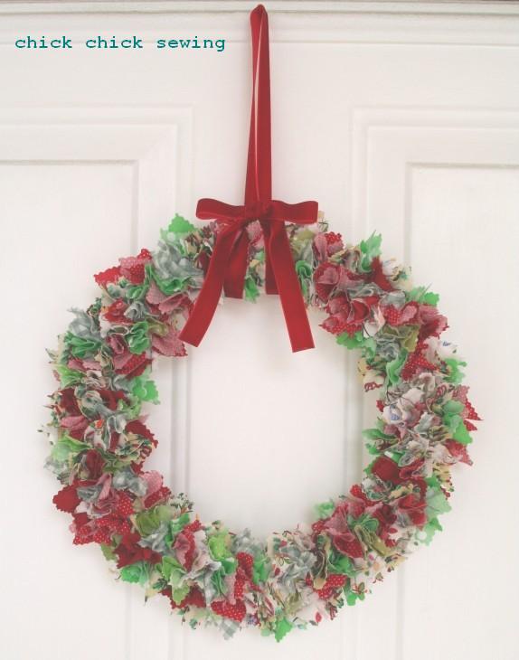 Chick Chick Sewing Fabric Rag Wreath Tutorial 布リース作りかた