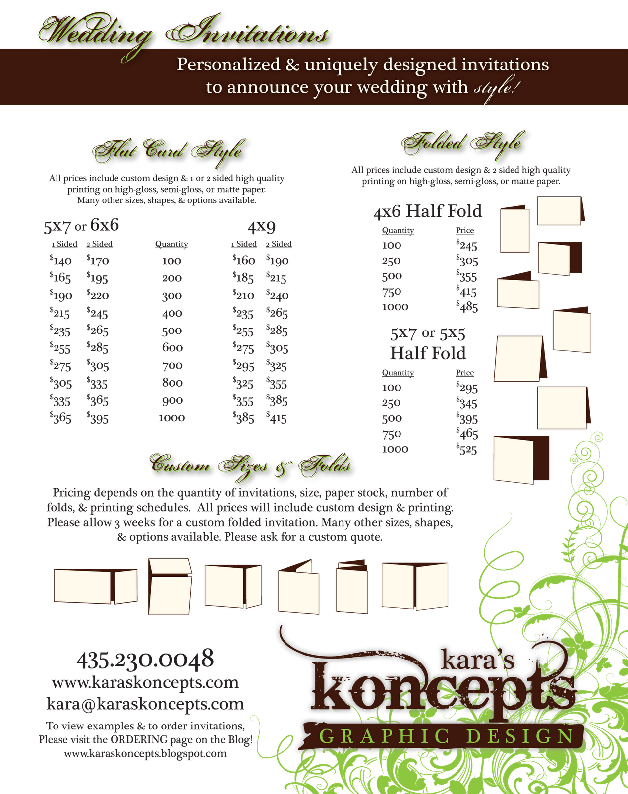 Kara's Koncepts Graphic Design Custom Wedding Invitations, Canvas