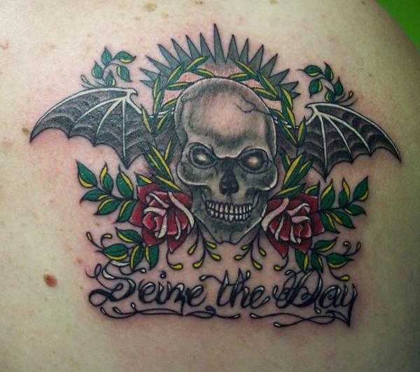 5) My last one is a death bat with the words "Seize the day" under it.*