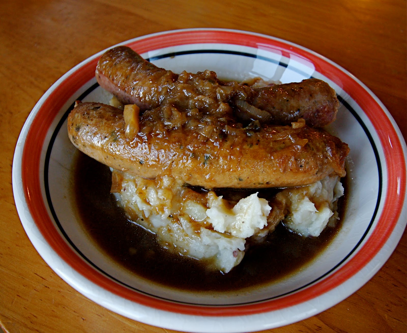 Dine Well Bangers and Mash with Guinness Onion Gravy
