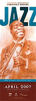 2007 poster for Jazz Appreciation Month by the Smithsonian, featuring Louis Armstrong playing trumpet
