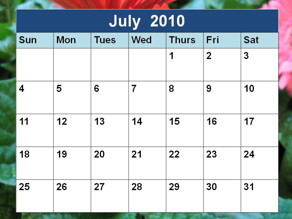 april 2010 blank calendar.