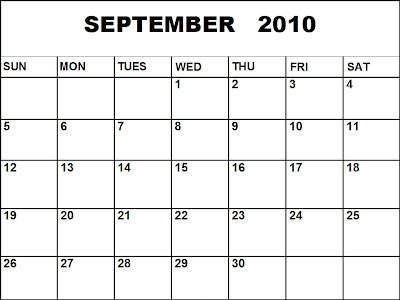  Blank September 2011 Calendar / Calendar 2010 September Printable Blank