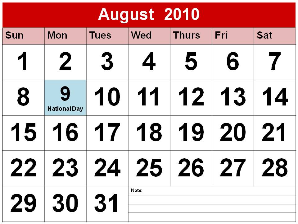 calendar 2010 with holidays. monthly calendar 2010,