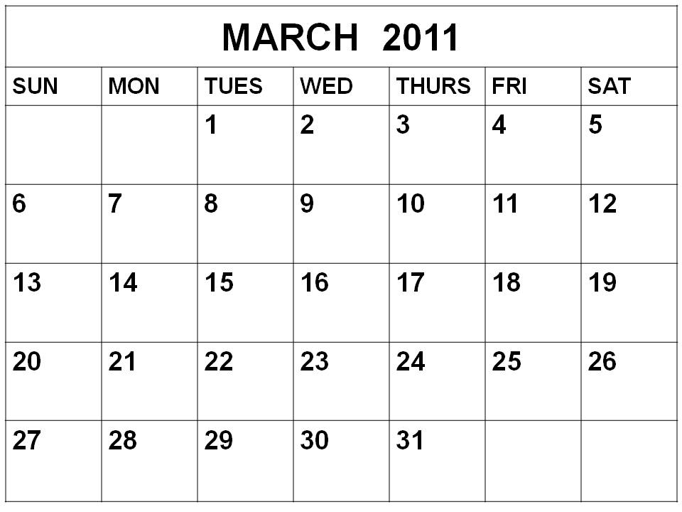 march 2011 calendar. To