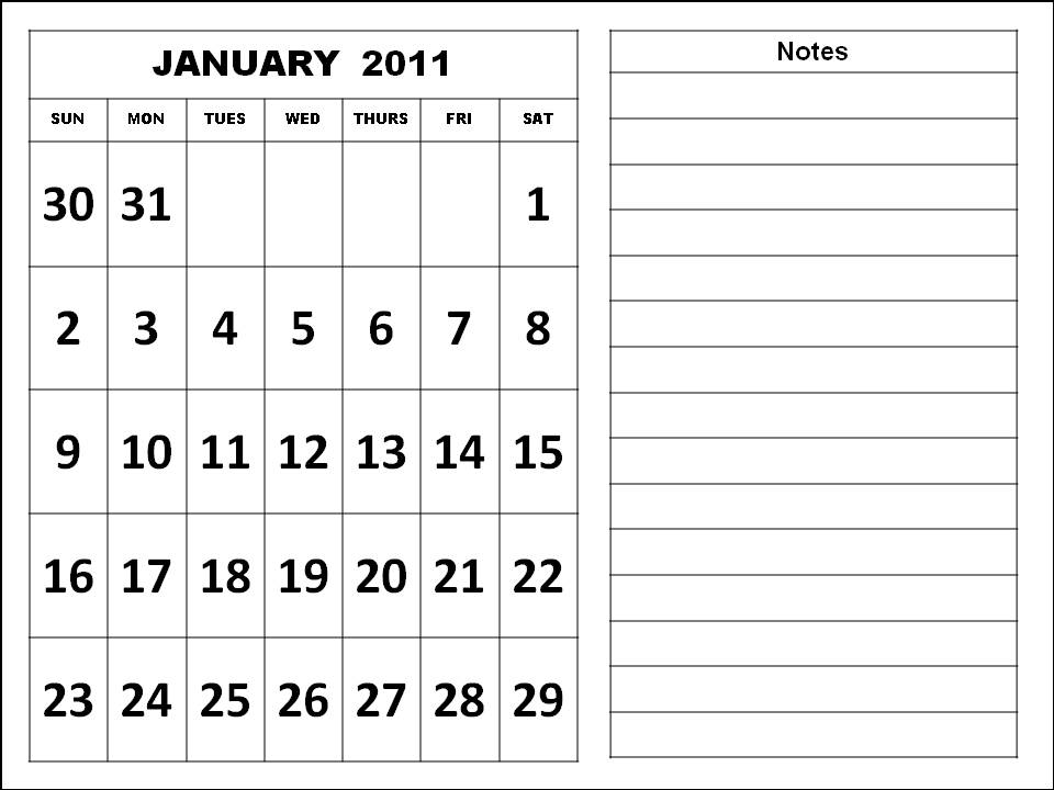 calendars Jan to Dec 2011