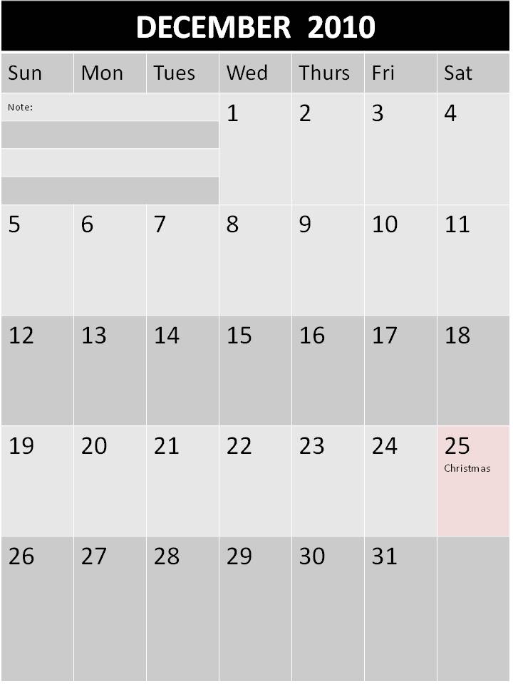 calendar 2010 with holidays. Calendar 2010 December