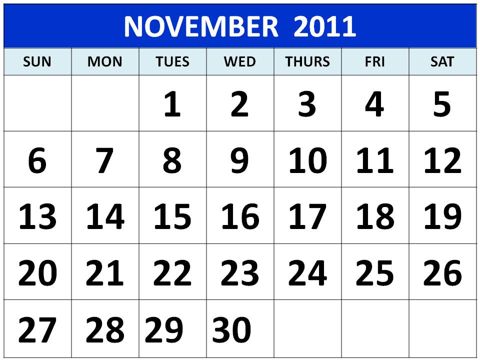 To download and print these Free Big Monthly Calendar 2011 November with big To download and print these Free Big Monthly Calendar 2011 November with big