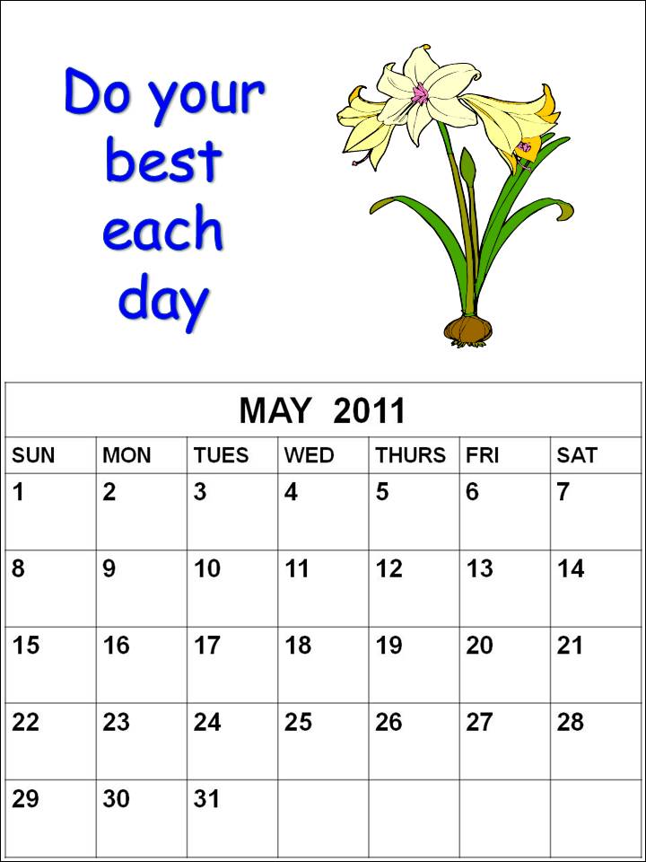 blank may calendar 2011. lank calendar 2011 may or