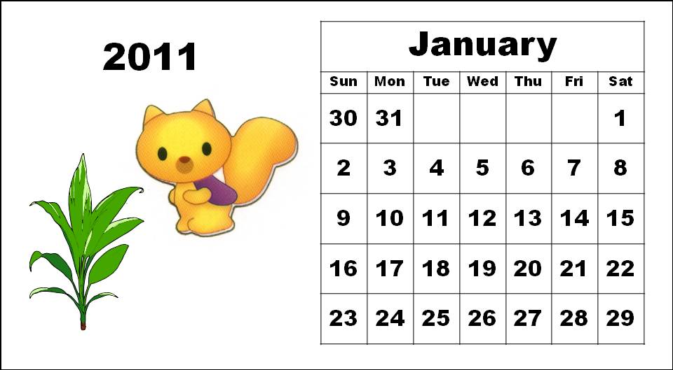 To download and print these Free Cute Calendar 2011 January with big fonts: To download and print these Free Cute Calendar 2011 January with big fonts: