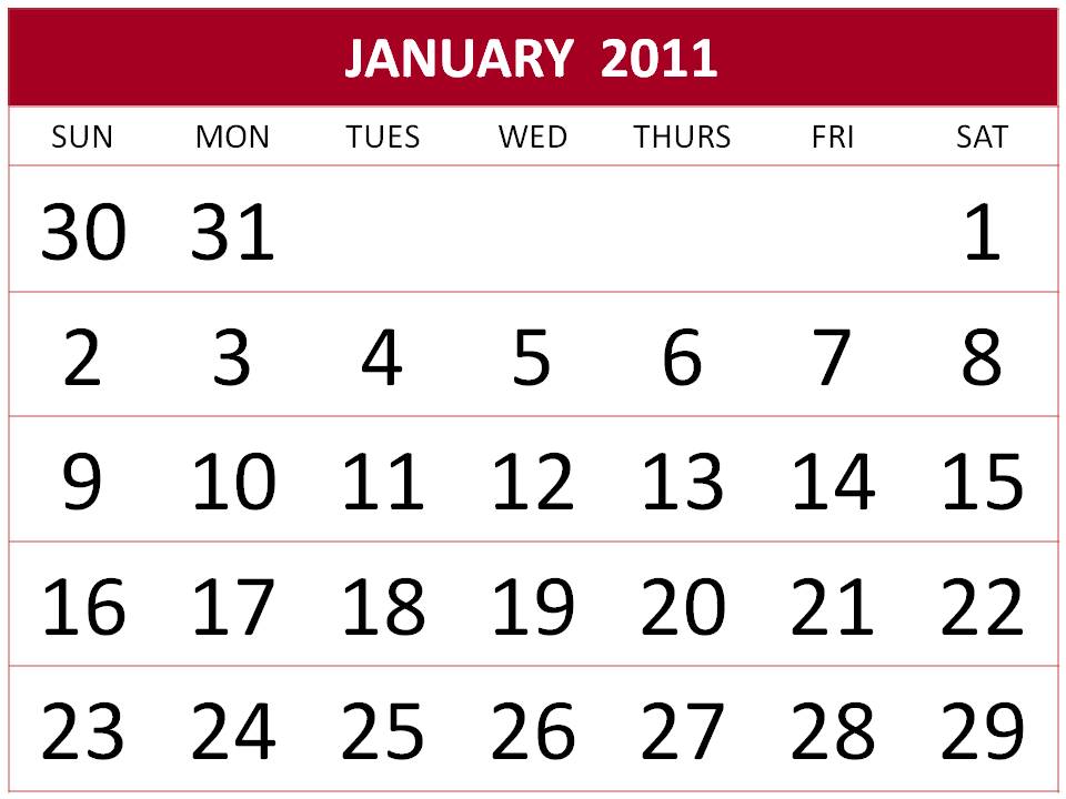 Free Homemade Calendar January