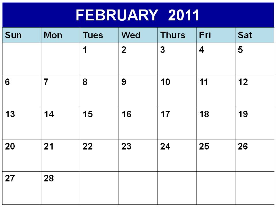 Blank February Calendar
