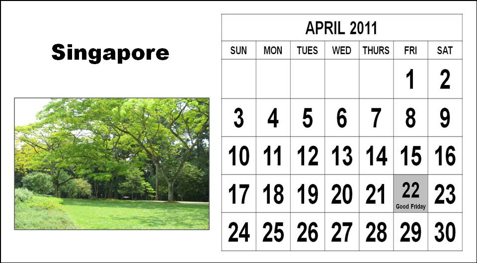 2011 calendar with holidays. april 2011 calendar with