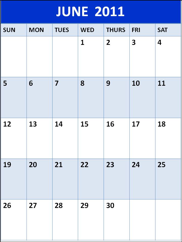 june 2011 calendar. Plain June 2011 Calendar and