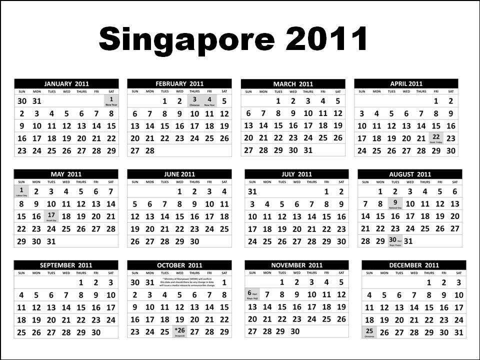 january to december 2011 calendar. Singapore August 2011 Planners
