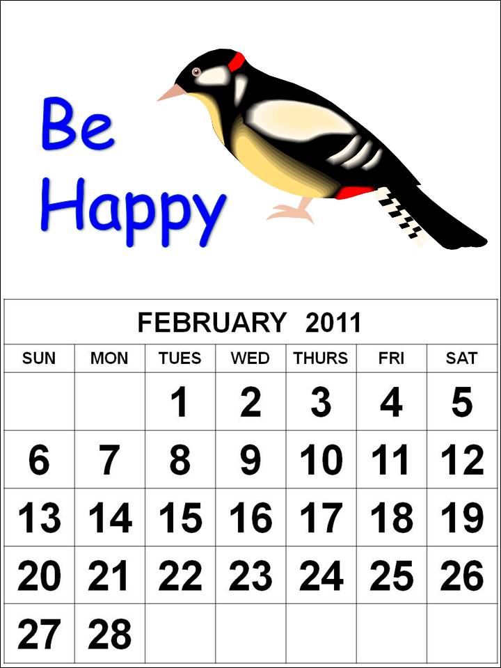 2011 calendar printable february. Free Homemade Calendar 2011