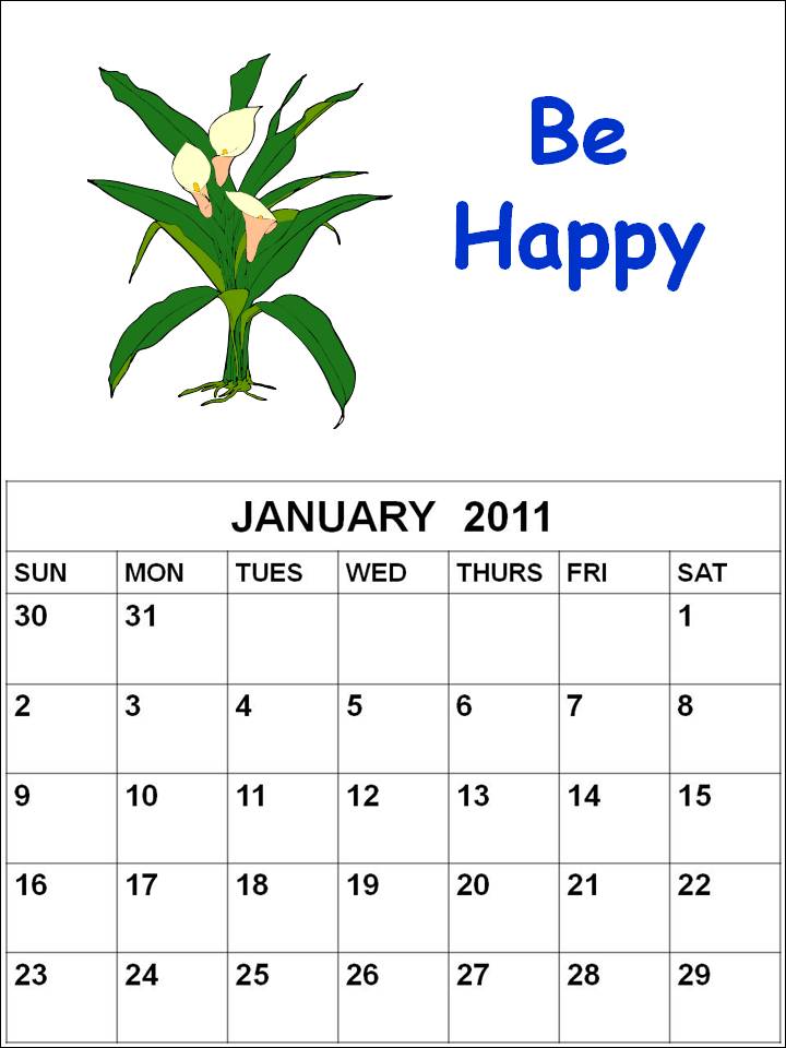 Blank Calendar 2011 January or january calendars. Blank Calendar 2011 January or