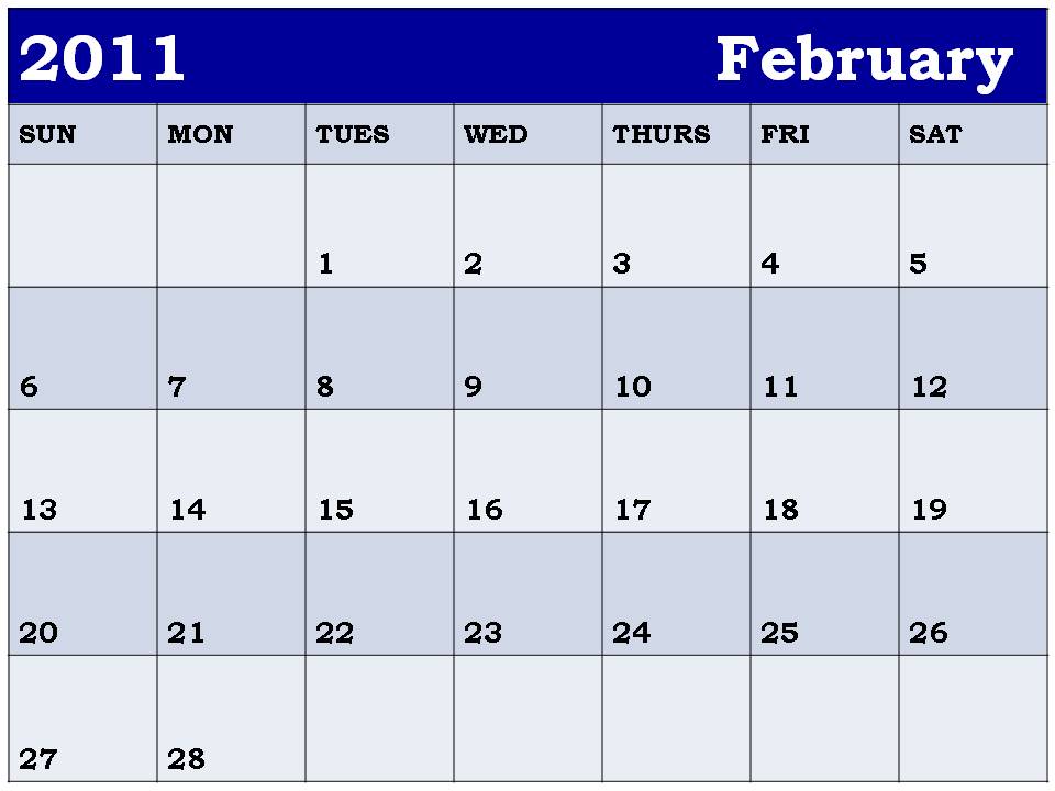 2011 february calendar template. with a large calendar template
