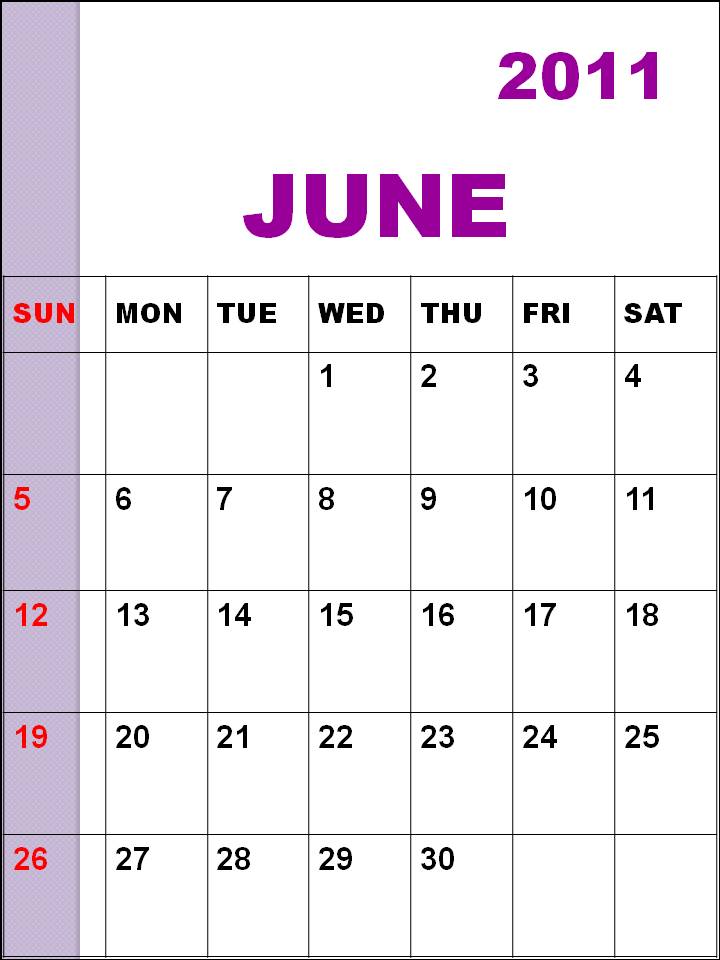 june 2011 calendar. Blank Calendar June 2011 or