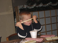 R makes good use of his chopsticks