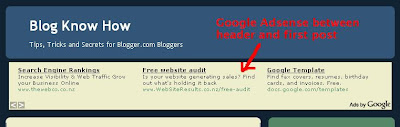 How to Add Google Adsense Unit Between Header and Blog Posts in Blogger