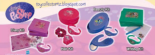 McDonalds Littlest Pet Shop Happy Meal Toys - New Zealand and Australia release - set of 4 accessories: writing kit, diary kit, beauty kit and hair kit