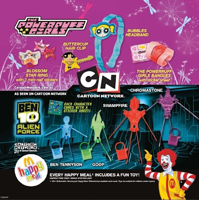 McDonalds Ben 10 Alien Force and Powerpuff Girls happy meal toy promotion in Australia and New Zealand 2011