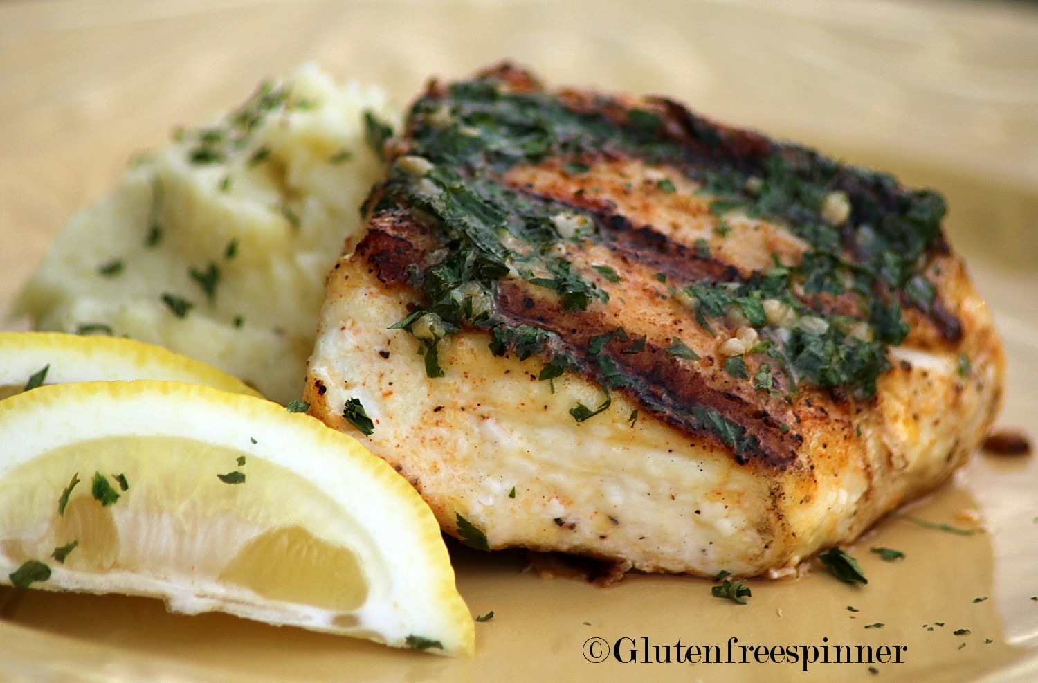 Grilled Halibut with Parsley Butter
