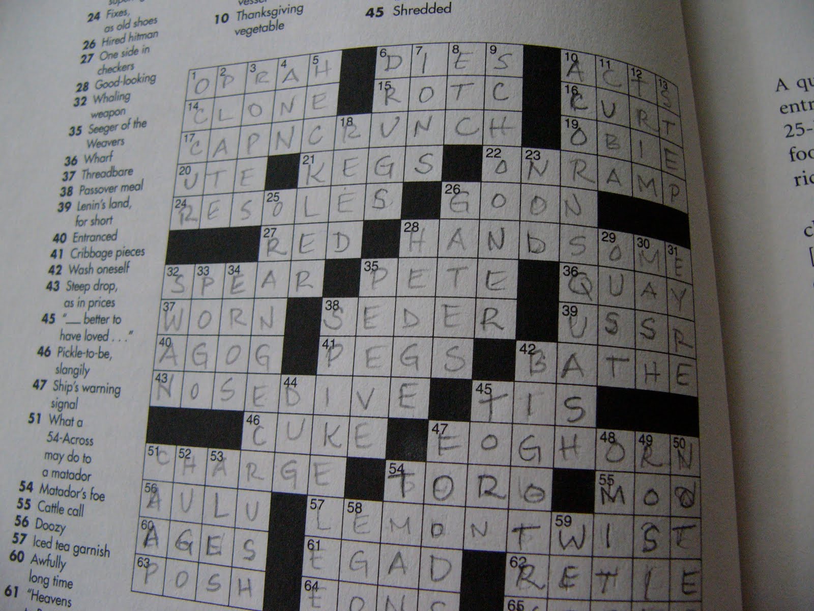 completed crossword