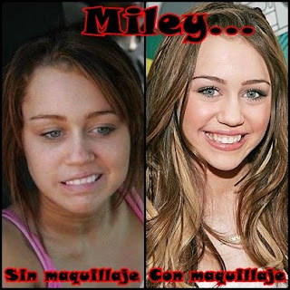 cual de las chicas disney se ve mejor sin makillaje Miley+con+y+sin+maquillaje