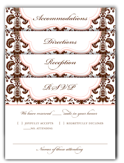 custom damask wedding invitation inserts