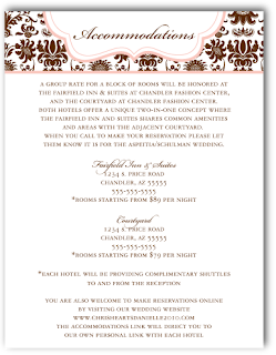 custom damask wedding invitation inserts