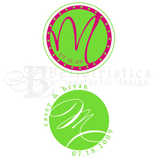 wedding monogram logo pink lime