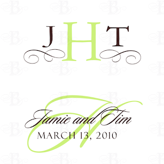 spring green chocolate brown wedding monogram logo design