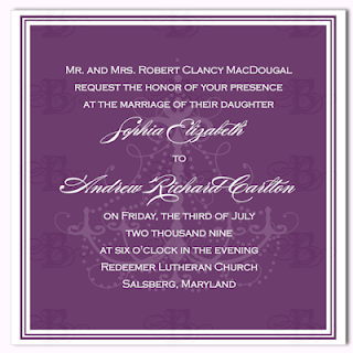 wedding invitation design purple chandelier