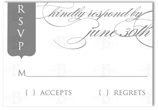 Yvonne and Arthur's Custom RSVP Card Design custom rsvp invitation design gray and white
