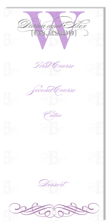 menu card reception monogram design purple