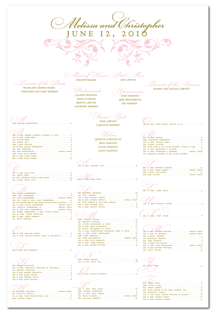 Belletristics Stationery Design And Inspiration For The Diy Bride Below That The Pas Of Bride And Groom Along With Rest Bridal Party Are Listed Followed By All Guests In Alphabetical Order
