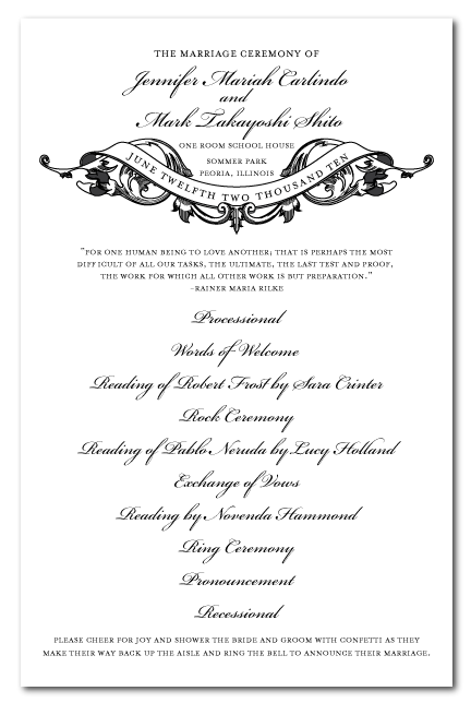 custom wedding ceremony program design And the back details the wedding