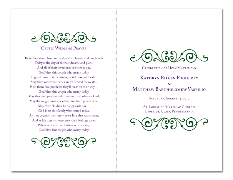 Kate ordered a custom ceremony program design in her wedding colors of Kate ordered a custom ceremony program design in her wedding colors of