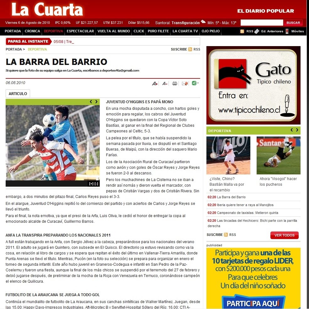 Club Deportivo Celtic F.C: Publicacion Diario La Cuarta 06 de Agosto ... Club Deportivo Celtic F.C: Publicacion Diario La Cuarta 06 de Agosto ...