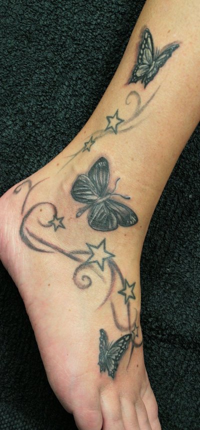 Butterfly Tattoos On The Foot