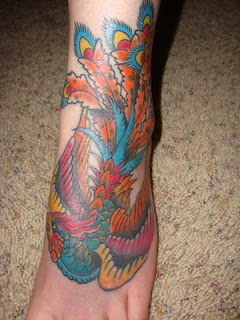 Female Foot Japanese Phoenix Tattoo