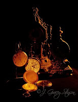 painting with light photography; photograph of vintage time pieces