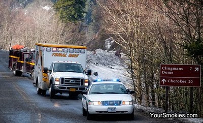 Park rangers arriving at the scene determine that the truck was very precarious and had to wait for rescue crews and tow trucks to arrive