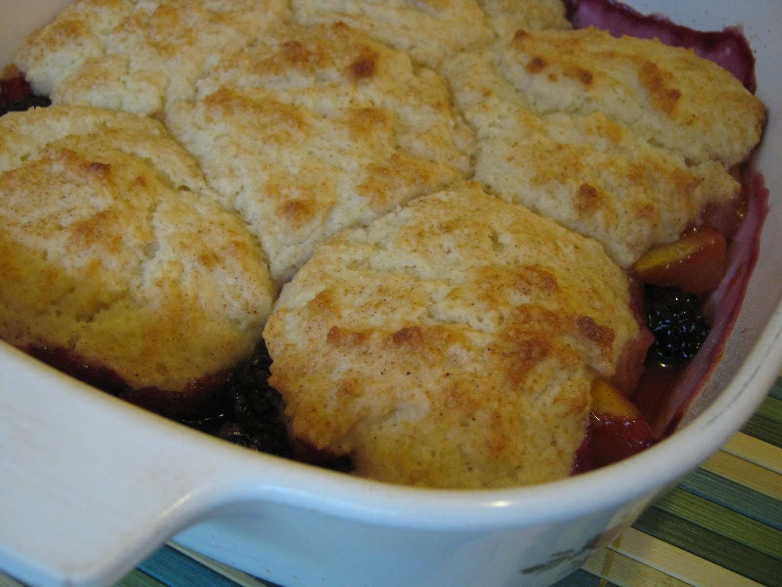 nectarine and blackberry cobbler greens & chocolate