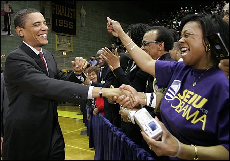 Obama Greets Supporters in Gary, IN